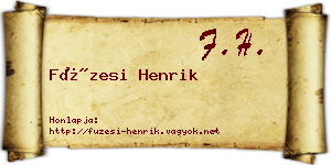 Füzesi Henrik névjegykártya